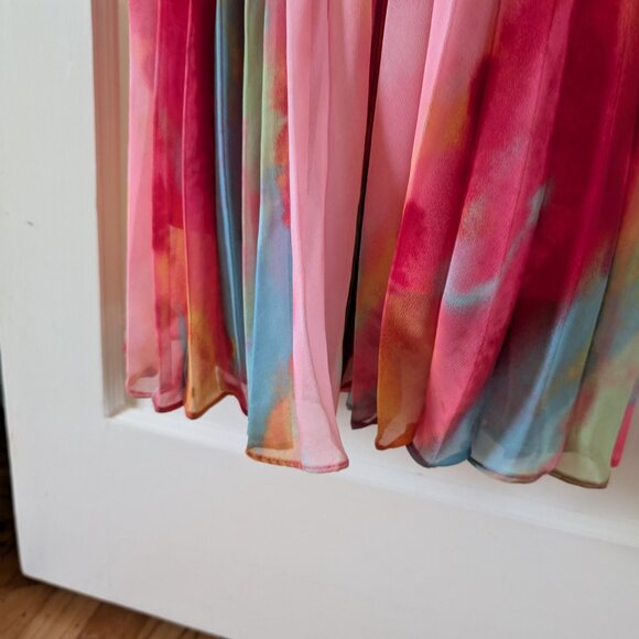 Aqua Multicolor V-notch Sleeveless Dress, Size 8 - Picture 4 of 7